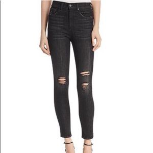 Rag & Bone High Rise Distressed Ankle Skinny Jeans Bk Lock Hole